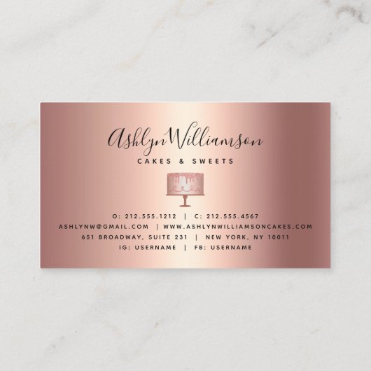 Kookbakkerij Roos Gold Koper Glitter Drift Deeg Visitekaartje (Achterkant)