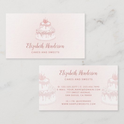 Kookbakkerij Schaak Glitter Drift Roos Gold Visitekaartje (Voorkant / Achterkant)