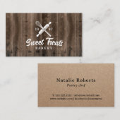  kookbakkerij Whisk Logo Rustisch hout Visitekaartje (Voorkant / Achterkant)