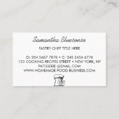 Kookbakkerij zelfgemaakte voedselrecepten visitekaartje (Achterkant)