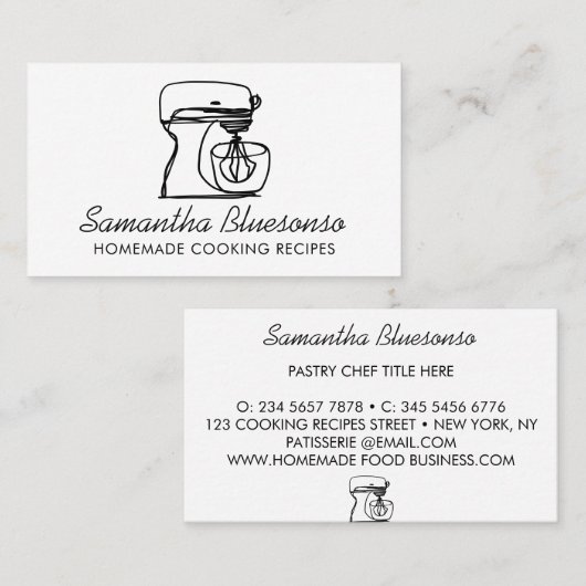 Kookbakkerij zelfgemaakte voedselrecepten visitekaartje (Voorkant / Achterkant)