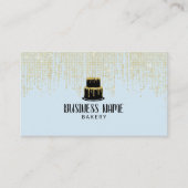 Kookbakkerijgebak Chef Mint Blue Gold Sequins Visitekaartje (Voorkant)