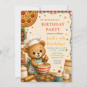 Kookbeer 7e verjaardag bakfeestje kaart (Voorkant)