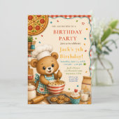 Kookbeer 7e verjaardag bakfeestje kaart (Staand voorkant)