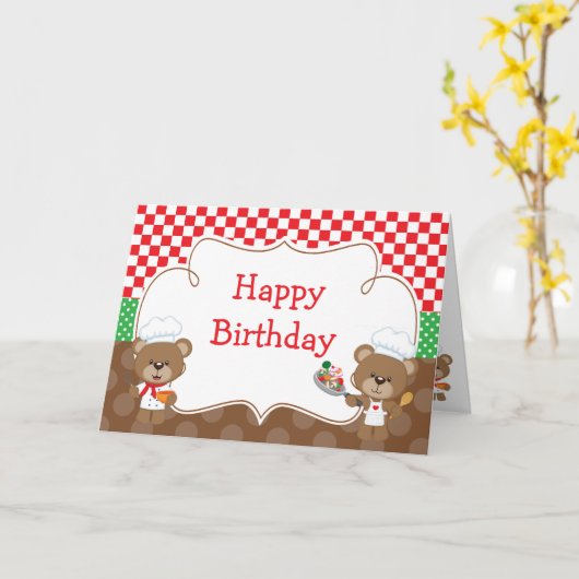 Kookbeer Feestje Kaart (Gele Bloem)