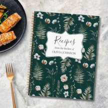 Kookboek met bloemmotieven van bosbladeren