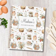 Kookboek met grillige bloemmotieven en aardbeienre