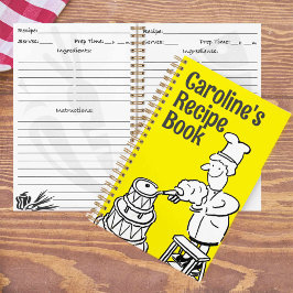 Kookboek met kok die cake versiert. Recept Notitieboek