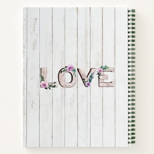 Kookboek met landelijke paarse bloemen voor oma notitieboek (Achterkant)