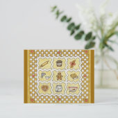 Kookboek met recept voor gemberkoek/ansichtkaart briefkaart (Staand voorkant)
