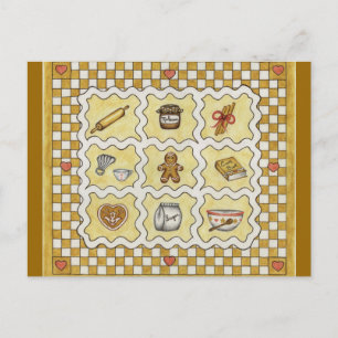 Kookboek met recept voor gemberkoek/ansichtkaart briefkaart