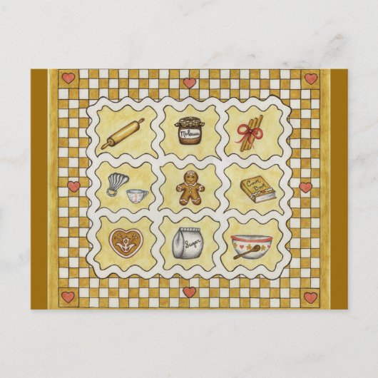 Kookboek met recept voor gemberkoek/ansichtkaart briefkaart (Voorkant)