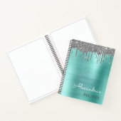 Kookboek Recept Blauwgroen Aqua Blue Silver Glitte Notitieboek (Binnen)