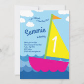 Kookboot kleurige 1e verjaardag Uitnodigingen (Voorkant)