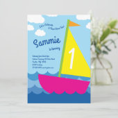 Kookboot kleurige 1e verjaardag Uitnodigingen (Staand voorkant)