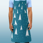 Kookboot Nautical Schort<br><div class="desc">Zeilboten rennen op een blauwgroen groen zee. Een leuk nautisch ontwerp voor iedereen die graag zeilt. Originele kunst van Nic Squirrell.</div>