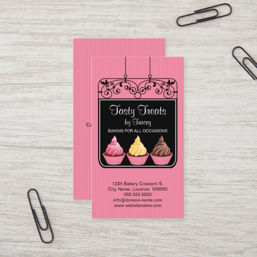 Kookcake Bakery Storefront Sign Visitekaartje (Voorkant / Achterkant in situ)