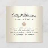 Kookcake bakkerij Chef Chic Gold Glitter Drives Vierkante Visitekaartje (Achterkant)