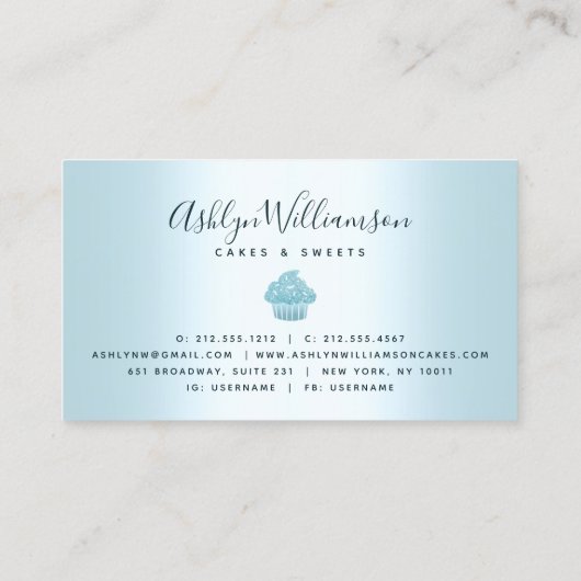 Kookcake bakkerij Chef Glitter Drift Turquoise Visitekaartje (Achterkant)