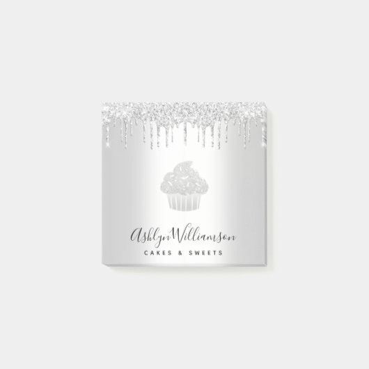 Kookcake bakkerij Chef Silver Glitter Drives Post-it® Notes (Voorkant)