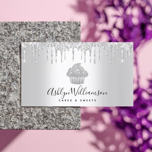 Kookcake bakkerij Chef Silver Glitter Drives Visitekaartje