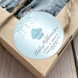 Kookcake bakkerij Chef Turquoise Glitter Drift Chi Ronde Sticker