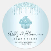 Kookcake bakkerij Chef Turquoise Glitter Drift Chi Ronde Sticker (Voorkant)