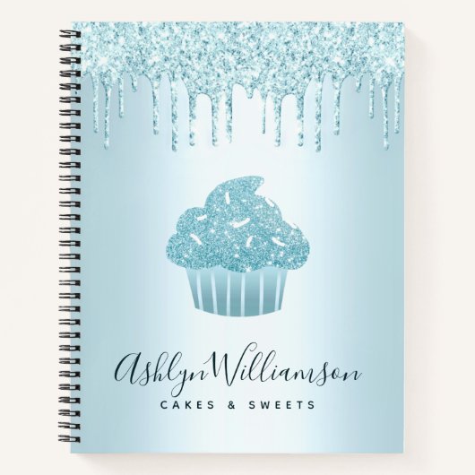 Kookcake bakkerij Chef Turquoise Glitter Drives Notitieboek (Voorkant)