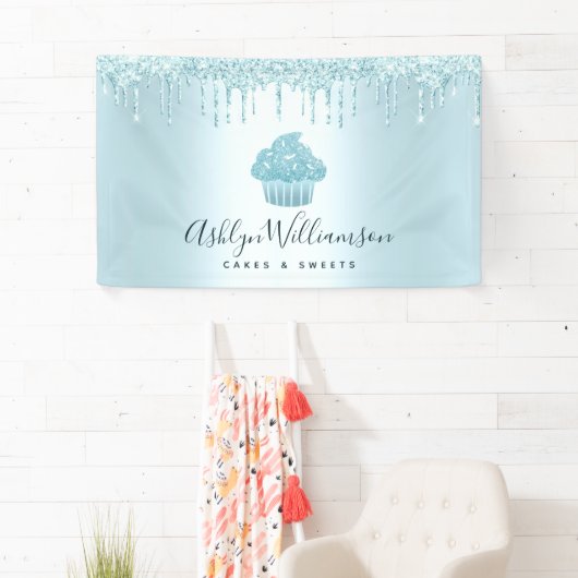 Kookcake bakkerij Chef Turquoise Glitter Drives Spandoek (Insitu)