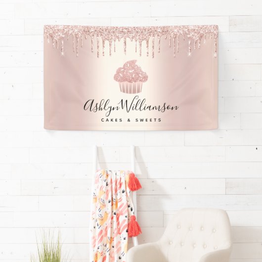 Kookcake bakkerij Kaas Roos Gold Glitter Drives Spandoek (Insitu)