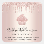 Kookcake bakkerij Kaas Roos Gold Glitter Drives Vierkante Sticker (Voorkant)