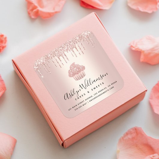 Kookcake bakkerij Kaas Roos Gold Glitter Drives Vierkante Sticker