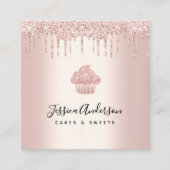 Kookcake bakkerij Kaas Roos Gold Glitter Drives Vierkante Visitekaartje (Voorkant)