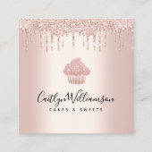 Kookcake bakkerij Kaas Roos Gold Glitter Drives Vierkante Visitekaartje (Voorkant)