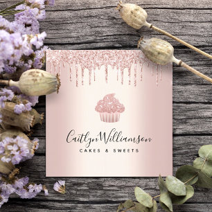 Kookcake bakkerij Kaas Roos Gold Glitter Drives Vierkante Visitekaartje