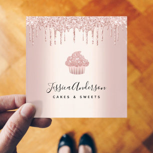 Kookcake bakkerij Kaas Roos Gold Glitter Drives Vierkante Visitekaartje