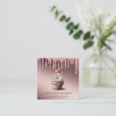 Kookcake bakkerij Kaas Roos Gold Glitter Drives Vierkante Visitekaartje (Staand voorkant)