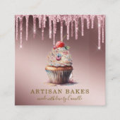 Kookcake bakkerij Kaas Roos Gold Glitter Drives Vierkante Visitekaartje (Voorkant)