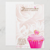 Kookcake bakkerij Schaak Roze hartret 1 Briefpapier (Voorkant / Achterkant)