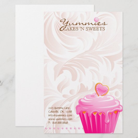 Kookcake bakkerij Schaak Roze hartret 1 Briefpapier (Voorkant / Achterkant)