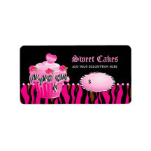 Kookcake bakkerijprijsetiket tijger roze roos zwar