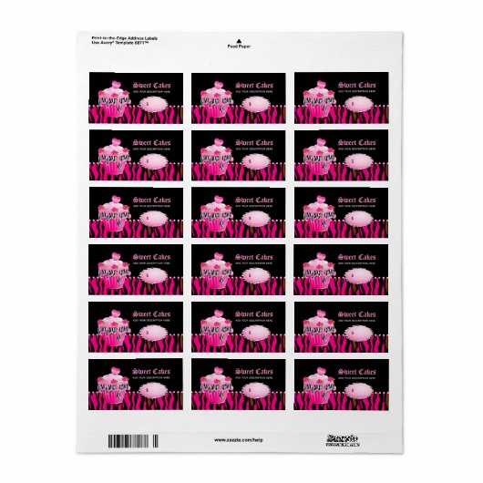 Kookcake bakkerijprijsetiket tijger roze roos zwar etiket (Full Sheet)