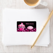 Kookcake bakkerijprijsetiket zebra roze zwart etiket (Insitu)