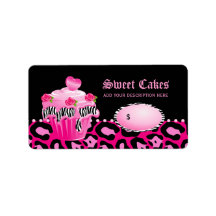 Kookcake bakkerijprijsetiket zebra roze zwart