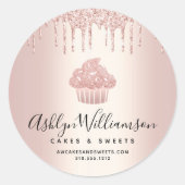 Kookcake, gebak, gebakken bakkerij, Roos, goudglit Ronde Sticker (Voorkant)