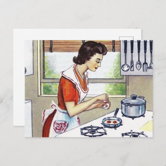 Kookdame met stootopleiding feestdagenkaart (Voorkant / Achterkant)