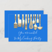 Kookfeest Chef Gouden Keuken Gereedschap Blauw Kaart (Voorkant / Achterkant)