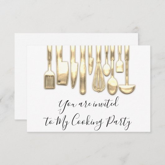 Kookfeest Chef Gouden Keuken Goud Wit Kaart (Voorkant / Achterkant)