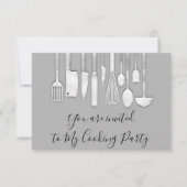 Kookfeest Chef Gouden Keuken Grijs Zilver Kaart (Voorkant)