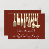 Kookfeest Chef Gouden Keuken Maroon Goud Kaart (Voorkant / Achterkant)
